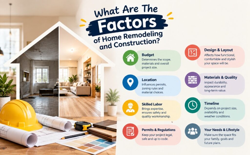 Professional home remodeling contractor with blueprints and construction tools
